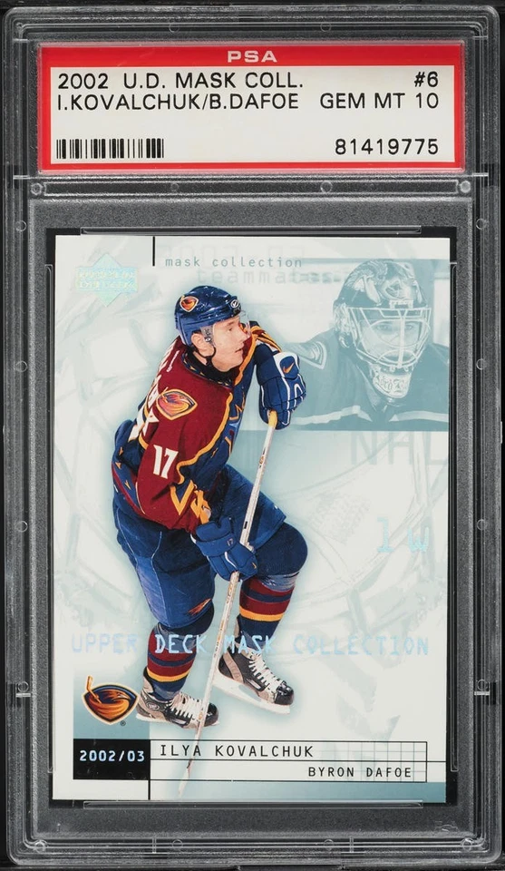 2002 Upper Deck Hockey Card # 6 Byron Dafoe Ilya Kovalchuk MASKS PSA 10 GEM MINT - Image 1 of 2