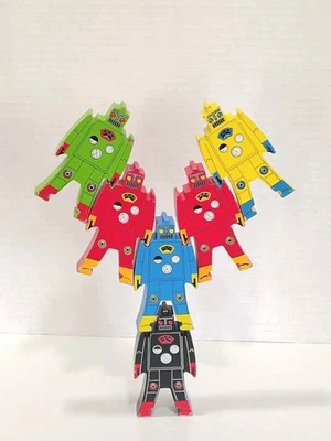 Lote de 6 robots apilables de madera Schylling robot repuesto suelto  Foto 1 de 4