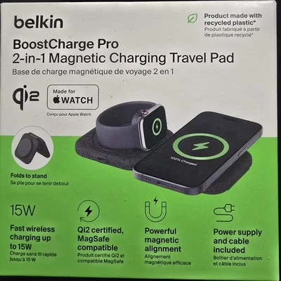 Belkin Qi2 2-in-1 Travel Pad - Black - Image 1 of 4