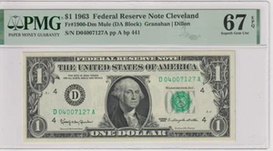 Fr 1900-Dm MULE 1963 $1 FRN D04007127A bp441 PMG 67EPQ SUPERB GEM CU CLEVELAND - Picture 1 of 2