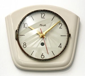 Vintage 21cm Kienzle Wall Clock - Ceramic Retro Atomic Mid Century White German - Picture 1 of 4
