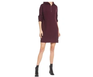 Madewell Kleid weinrot gerippt Half Zip Merinowolle Pulloverkleid Gr. M kuschelig Neu mit Etikett - Bild 1 von 15