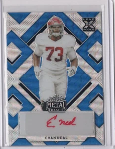 EVAN NEAL NCAA Alabama 2022 Leaf Metal Draft Blue Wave RC Auto 3/25 #BA-EN1 Card - Picture 1 of 2