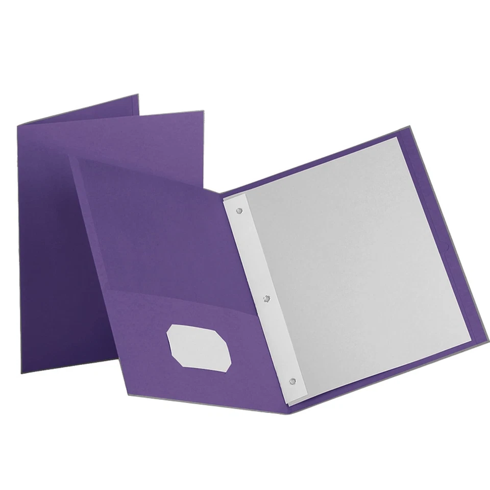 10 Count Purple Two Pocket File Folders with 135 Sheet Capacity and Fasteners - Image 1 of 1