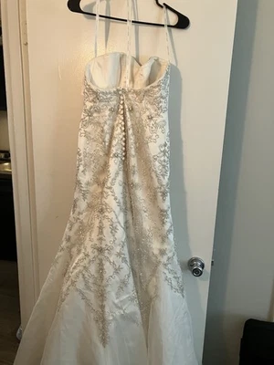 Size 8 Ivory Strapless Wedding Dress From David’s Bridal By Oleg Cassini - Image 1 of 4