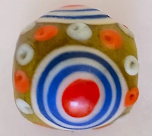 Bead, Glass - Replica, Old, 1" Diameter, Yellow-Green, 4 mm Beading Hole - Picture 1 of 1