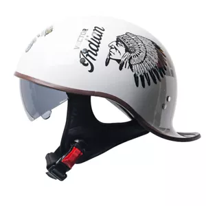 Lightest Motorcycle Half Helmet Motorbike Bean Scooter Bike Helmet+Sun Visor DOT - Picture 1 of 37