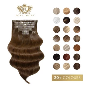 Foxy Locks Human Remy Clip In Hair Extensions - Deluxe Full Head - 20+ Colours - Picture 1 of 71