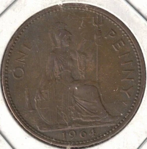 1964 Great Britain Circulated Penny QEII & Britannia Coin! (#1) - Bild 1 von 2