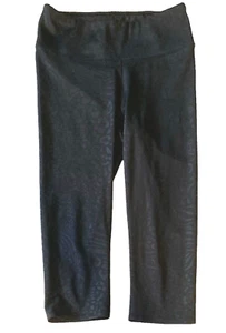 Rockwear Capri Length Leggings Size 8 Activewear Pants High Rise Patterned Black - Picture 1 of 10