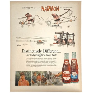 Dr Pepper 1965, Harmon de Johnny Hart juega hockey sobre hielo anuncio impreso vintage - Imagen 1 de 1