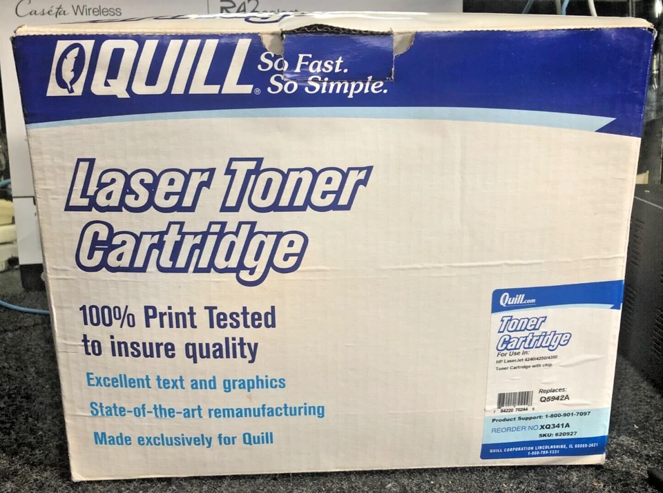 Quill 5942A Black Toner Cartridge For HP LaserJet 4240/4250/4350 With Chip - Image 1 of 4