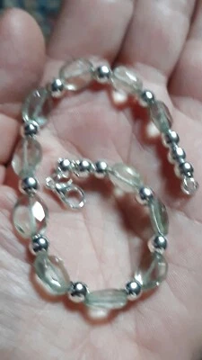 Natural Green Amethyst Faceted  0vals 23ct Silver Plated bracelet — 第 1/4 张图片