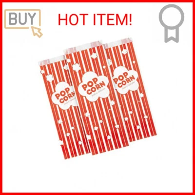 2 oz Paper Popcorn Bags Bulk 100 Pack Large Red & White Pop-corn Bag Disposable - Image 1 of 2