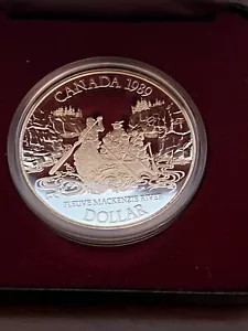 CANADA 1989 PROOF SILVER DOLLAR MACKENZIE RIVER - Picture 1 of 2