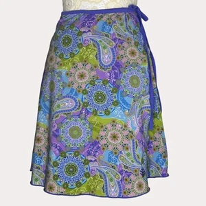 Coolibar Wrap Skirt Adjustable UPF 50 Paisley Blue Purple Green S bv - Picture 1 of 7