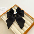 Solid Color Hairpin Rhinestone Bow Simple Fringe Clip Hair Accessory Satin Cloth