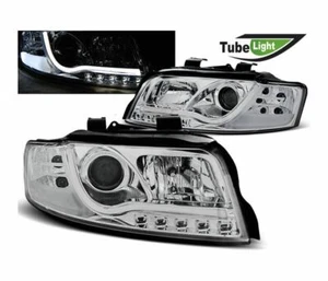 headlights for AUDI A4 2000 2001 2002 2003 2004 LED tube lights chrome LHD - Picture 1 of 1