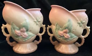 2 Vintage Rumpf rosa Wald Doppelgriff Vasen 6 cm hoch - Bild 1 von 9