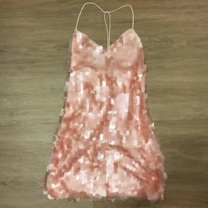 ZARA pink sequin mini dress size M -pale pink and matte sequins cami slip dress - Picture 1 of 2