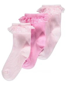 PAQUETE DE 3 CALCETINES CON VOLANTES ROSA PARA BEBÉ NIÑA - Imagen 1 de 2