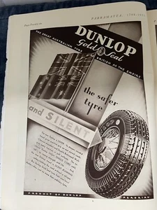 Dunlop Tyres Original 1930s Vintage Print Ad Interwar Era Australiana - Picture 1 of 1