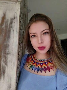 Handgefertigte kolumbianische Perlenkette - Tribal Statement Halskette, Medizin Hals - Bild 1 von 4