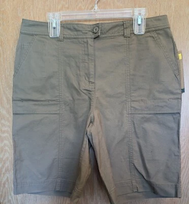 NUEVO CON ETIQUETAS Woolrich Fairwinds Bermudas Beige Pantalones Cortos Elastizados Para Mujer Talla 14 Playa Vacaciones Foto 1 de 4