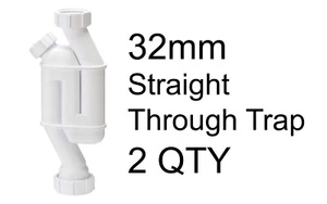 2 x 32 mm gerade durchgehende Sockelfalle Multikwik ST032E weiß Badezimmer Spüle Auge - Bild 1 von 2