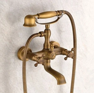 Antik Messing Wandmontage Badezimmer Dusche Wasserhahn Telefon Badewanne Armaturen 8tf121 - Bild 1 von 3