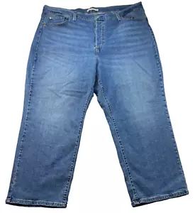 Levis Jeans Womens Plus Size 24W Blue Denim Stretch Straight Ankle New - Picture 1 of 8
