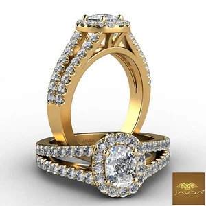Halo Split Shank French U Pave Cushion Diamant Verlobungsring GIA G VS1 1,25ct - Bild 1 von 12