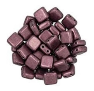 50 Czech Glass 6mm Flat Square Tile Loose Beads 2 Holes CzechMates 6mm - Picture 1 of 116