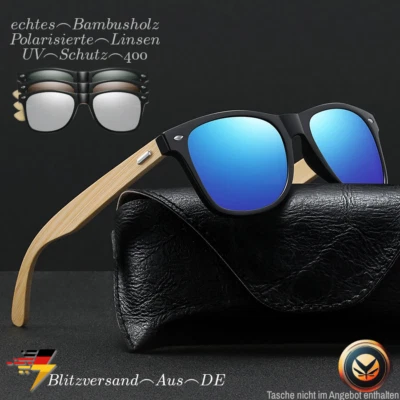 MARKENLOS Sonnenbrille Echtholz Bambus für Damen Herren Divers Polarisiert UV400 unisex