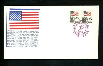 US FDC #1895 LGS 1981 Washington DC Supreme Court Flag Unofficial PNC Plate #1 - Image 1 of 2