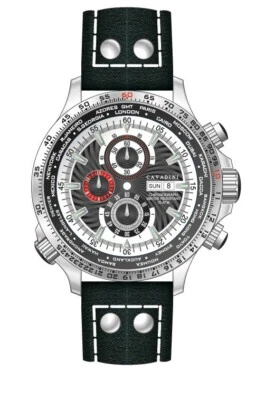 Cavadini Watch Chronograph Day-Date Stainless Steel Rotatable Inner Ring CV-1607 - Image 1 of 2