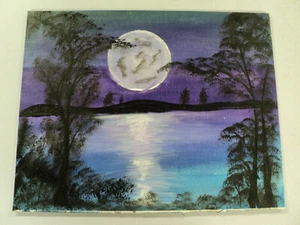 11x14 Acryl Gemälde Purple Moon von lokalen Hobbykünstlern - Bild 1 von 2