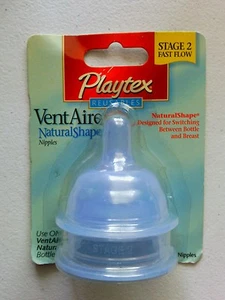 New 2 Blue Playtex Stage 2 Fast Flow Reuseables Nipples Discontinued - Picture 1 of 5