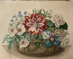 Original handgemaltes Blumenbild von 1870 signiert- sehr fein - Bild 1 von 4
