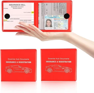 Titular de matriculación y seguro de coche premium, paquete de 2, rojo - Imagen 1 de 12