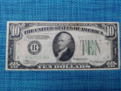 🇺🇸 US 10 Dollars Federal Reserve 1934A  New York FR-2006-B 111625-12 - Image 1 of 3