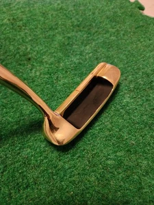 Hoja de golf putter vintage Austads chapada en oro de 24 quilates diestro cuero genuino 35" - Imagen 1 de 19