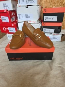 Ruth Langsford Slim Sole Tan Leather Loafer With Trim UK 5 Smart Spring L - Picture 1 of 10