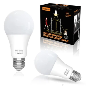 AMZ LED Radar Motion Sensor Light Bulb,2 Pack A19 9W Auto Motion Detector Lig... - Picture 1 of 5