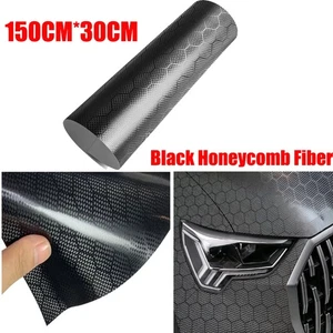 Película envolvente de vinilo universal de fibra de panal negra para automóvil calcomanía pegatina molduras molduras - Imagen 1 de 12