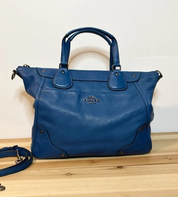 ТРЕНЕР синий шагреневой кожи Mickie молнии сумка с короткими ручками наплечная сумка - Изображение 1 из 4