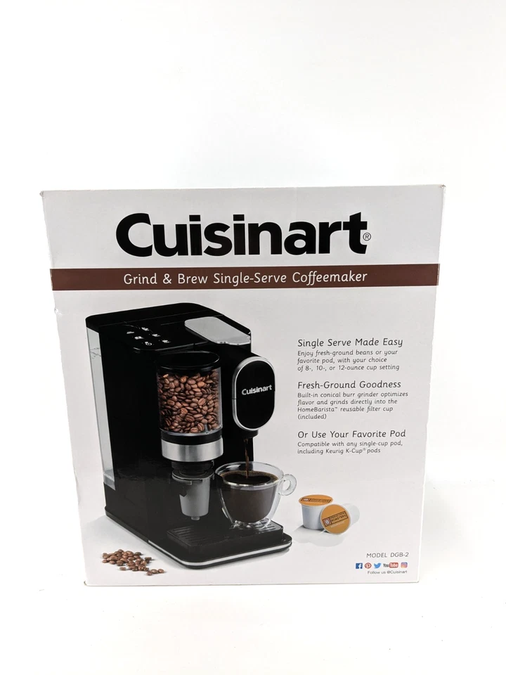 Cuisinart DGB-2 Single Serve Coffee Maker Machine Coffee Grinder 48 oz Black - Image 1 of 4