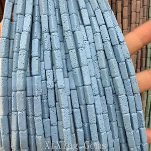 4x13 mm Hellblau Quader Röhrenförmig Lava Vulkangestein Perlen für Schmuckherstellung Zum Selbermachen - Bild 1 von 6