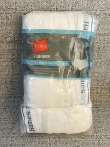Neu aus altem Lagerbestand 2007 Hanes Paket 7 Paar Herren weiß 100 % Baumwolle Slips Unterwäsche XL/XG 40-42 - Bild 1 von 6