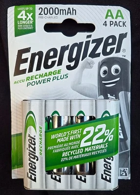 AA Energizer 2000 mAh ACCU Recharge Power Plus Batteries- Pack Of 4 - Image 1 of 2